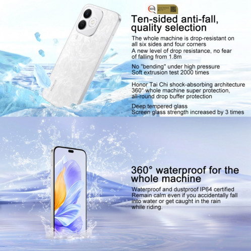 Honor X60i, 12 Go + 512 Go, écran empreinte digitale, 6,7 pouces MagicOS 8.0 Dimensity 6080 Octa Core, réseau : 5G, OTG (blanc) SH605W969-09