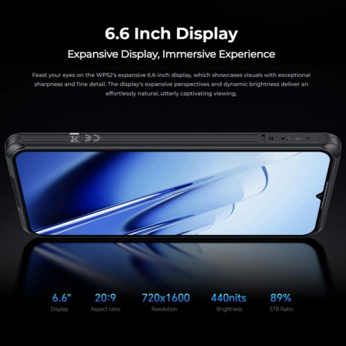 Téléphone robuste Oukitel WP52 5G, 4 Go + 256 Go, 6,6 pouces Android 14.0 MediaTek Dimensity 6100+ Octa-core 3,0 GHz, NFC, OTG, Réseau : 5G (Bleu) SO607L1957-014