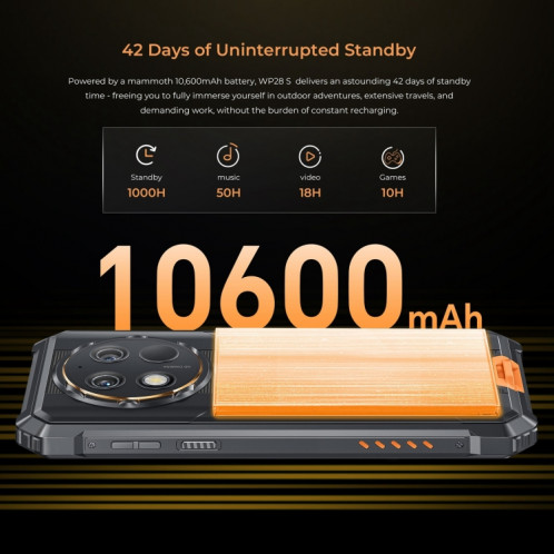  Téléphone robuste Oukitel WP28 S IP68/IP69K, 4 Go + 128 Go, empreinte digitale, 6,52 pouces Unisoc T606 Octa-core, NFC, OTG, réseau : 4G (Orange) SO609E1960-013