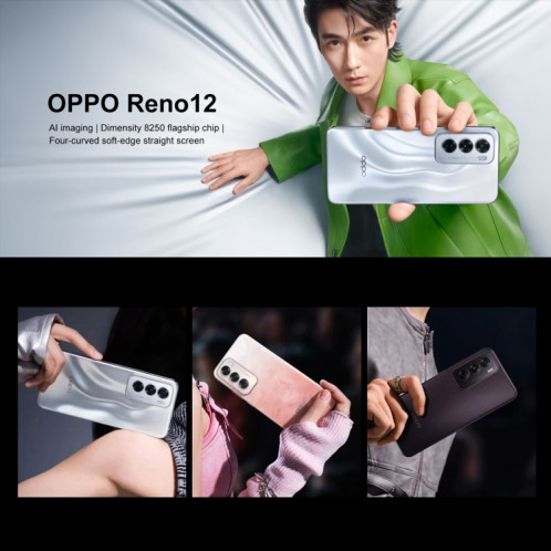 Téléphone OPPO Reno12 AI, 12 Go + 512 Go, écran empreinte digitale, 6,7 pouces ColorOS 14.1 Dimensity 8250 Octa Core jusqu'à 3,1 GHz, NFC, OTG, réseau : 5G (rose) SO617F1928-013
