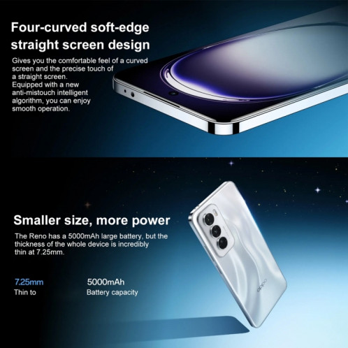 Téléphone OPPO Reno12 AI, 16 Go + 256 Go, écran empreinte digitale, 6,7 pouces ColorOS 14.1 Dimensity 8250 Octa Core jusqu'à 3,1 GHz, NFC, OTG, réseau : 5G (rose) SO618F1208-013