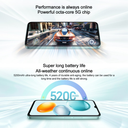 Honor Play9C 5G, 6 Go + 128 Go, lecteur d'empreintes digitales latéral, 6,56 pouces MagicOS 8.0 Dimensity 6100+ Octa Core, réseau : 5G, OTG, ne prend pas en charge Google Play (bleu) SH626L1446-07