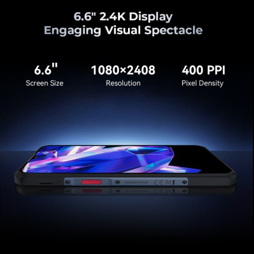  Téléphone robuste Oukitel WP35 5G, 8 Go + 256 Go, identification par empreinte digitale IP68/IP69K, 11 000 mAh, 6,6 pouces MediaTek Dimensity 6100+ Octa Core, NFC, OTG, réseau : 5G (gris) SO735H411-014