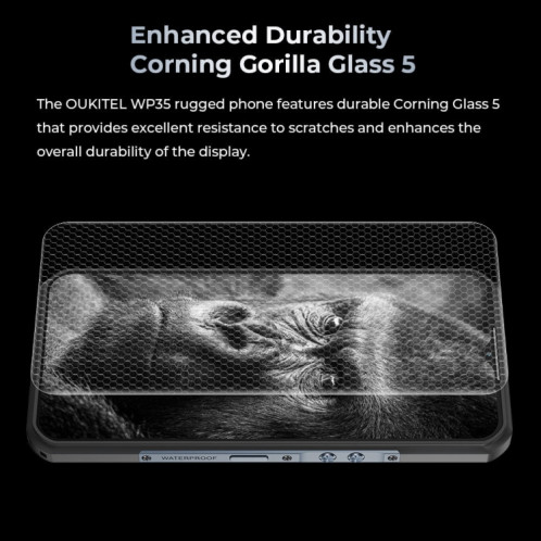  Téléphone robuste Oukitel WP35 5G, 8 Go + 256 Go, identification par empreinte digitale IP68/IP69K, 11 000 mAh, 6,6 pouces MediaTek Dimensity 6100+ Octa Core, NFC, OTG, réseau : 5G (gris) SO735H411-014