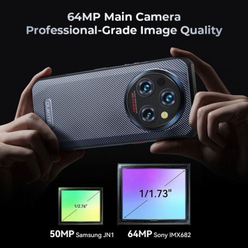  Téléphone robuste Oukitel WP35 5G, 8 Go + 256 Go, identification par empreinte digitale IP68/IP69K, 11 000 mAh, 6,6 pouces MediaTek Dimensity 6100+ Octa Core, NFC, OTG, réseau : 5G (gris) SO735H411-014