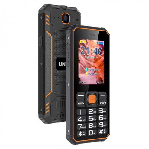 Téléphone à clavier robuste UNIWA S2 IP68, 2,4 pouces Mediatek MT6261, batterie 2500 mAh, 21 touches, réseau : 2G (noir + orange) SU79BC1486-09