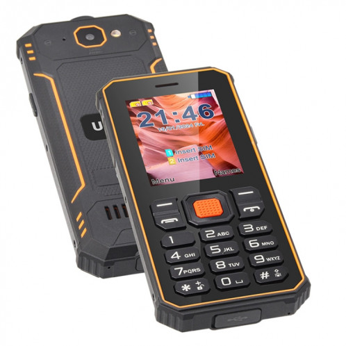 Téléphone à clavier robuste UNIWA S2 IP68, 2,4 pouces Mediatek MT6261, batterie 2500 mAh, 21 touches, réseau : 2G (noir + orange) SU79BC1486-09