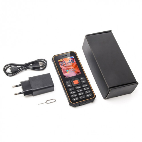 Téléphone à clavier robuste UNIWA S2 IP68, 2,4 pouces Mediatek MT6261, batterie 2500 mAh, 21 touches, réseau : 2G (noir + orange) SU79BC1486-09