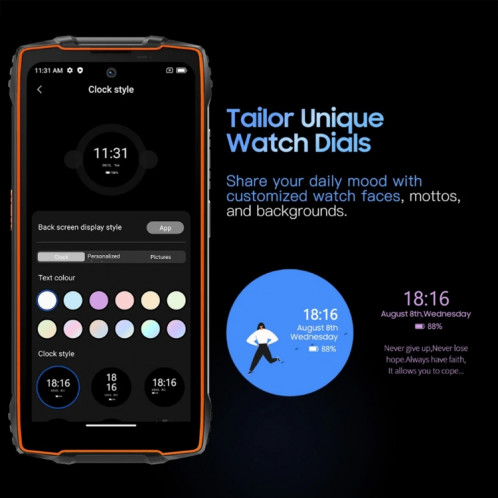  Blackview Oscal PILOT 2, IP68/IP69K/MIL-STD-810H, 6,5 pouces Android 14 MediaTek MT6789 Octa Core, réseau : 4G, OTG, NFC (Orange) SH904E557-035