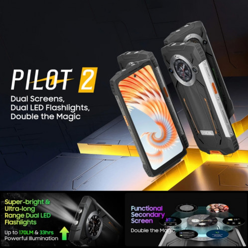  Blackview Oscal PILOT 2, IP68/IP69K/MIL-STD-810H, 6,5 pouces Android 14 MediaTek MT6789 Octa Core, réseau : 4G, OTG, NFC (Orange) SH904E557-035