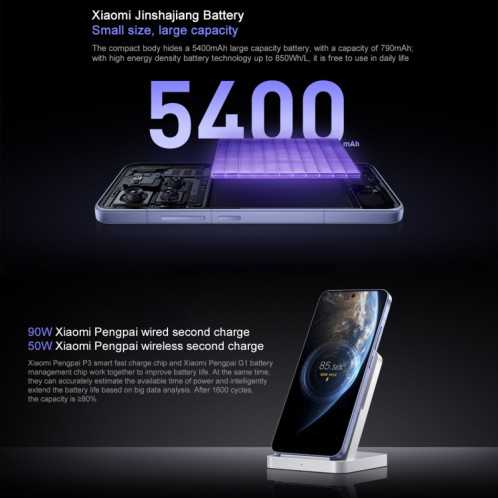 Xiaomi 15, 12 Go + 256 Go, 6,36 pouces Xiaomi HyperOS 2 Snapdragon 8 Elite Octa Core 3 nm jusqu'à 4,32 GHz, NFC, Réseau : 5G (Blanc) SX910W1131-022