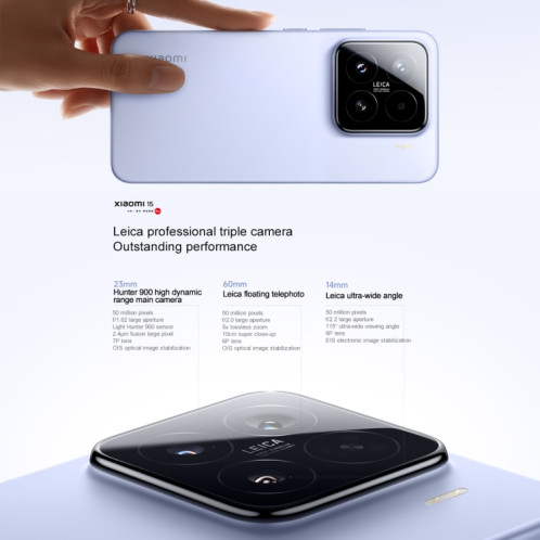 Xiaomi 15, 12 Go + 256 Go, 6,36 pouces Xiaomi HyperOS 2 Snapdragon 8 Elite Octa Core 3 nm jusqu'à 4,32 GHz, NFC, réseau : 5G (vert herbe) SX10GG1763-022