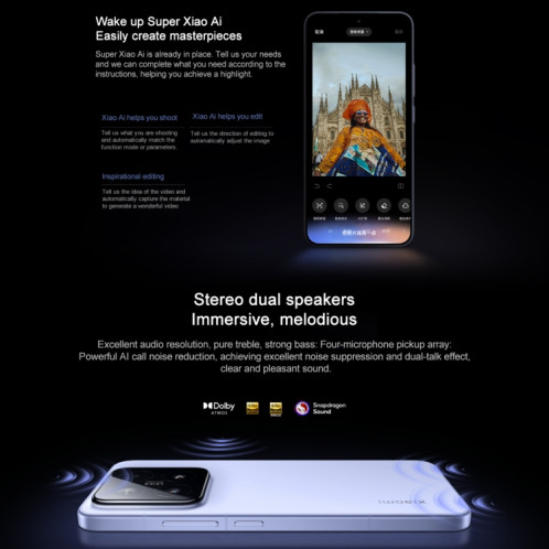 Xiaomi 15, 12 Go + 256 Go, 6,36 pouces Xiaomi HyperOS 2 Snapdragon 8 Elite Octa Core 3 nm jusqu'à 4,32 GHz, NFC, Réseau : 5G (Blanc) SX910W1131-022