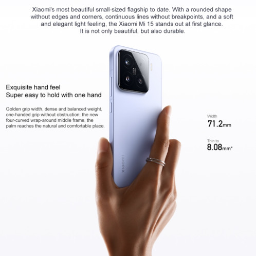 Xiaomi 15, 12 Go + 256 Go, 6,36 pouces Xiaomi HyperOS 2 Snapdragon 8 Elite Octa Core 3 nm jusqu'à 4,32 GHz, NFC, réseau : 5G (vert herbe) SX10GG1763-022