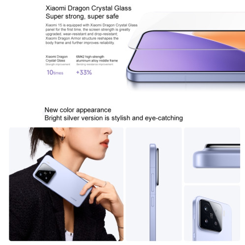 Xiaomi 15, 12 Go + 256 Go, 6,36 pouces Xiaomi HyperOS 2 Snapdragon 8 Elite Octa Core 3 nm jusqu'à 4,32 GHz, NFC, Réseau : 5G (Blanc) SX910W1131-022