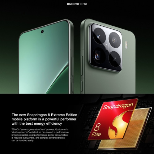 Xiaomi 15 Pro, 12 Go + 256 Go, 6,73 pouces Xiaomi HyperOS 2 Snapdragon 8 Elite Octa Core 3 nm jusqu'à 4,32 GHz, NFC, Réseau : 5G (Argent) SX915S1548-020
