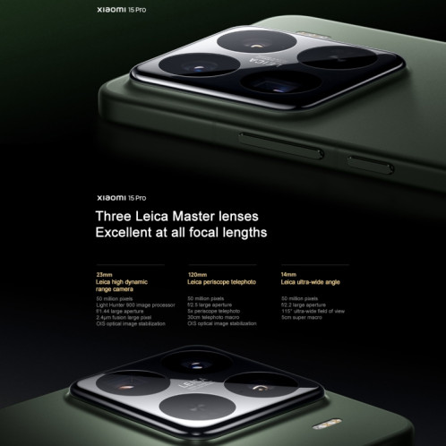 Xiaomi 15 Pro, 16 Go + 1 To, 6,73 pouces Xiaomi HyperOS 2 Snapdragon 8 Elite Octa Core 3 nm jusqu'à 4,32 GHz, NFC, Réseau : 5G (Vert) SX916G556-020