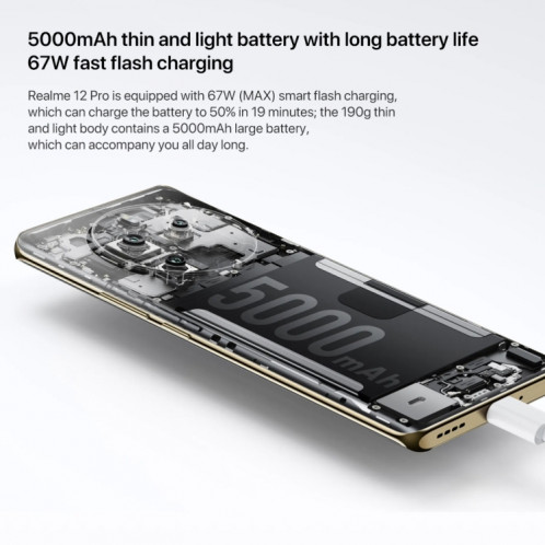 Realme 12 Pro Ultra, 12 Go + 512 Go, identification par empreinte digitale à l'écran, 6,7 pouces Realme UI 5.0 Snapdragon 6 Gen 1 Octa Core, NFC, réseau : 5G, prise en charge Google Play (bleu) SR377L1246-022