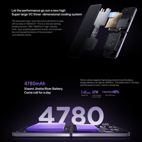 Xiaomi MIX Flip, 12 Go + 256 Go, 6,86 pouces + 4,01 pouces Xiaomi HyperOS Snapdragon 8 Gen 3 Octa Core 4 nm jusqu'à 3,3 GHz, NFC, réseau : 5G (noir) SX380B187-020