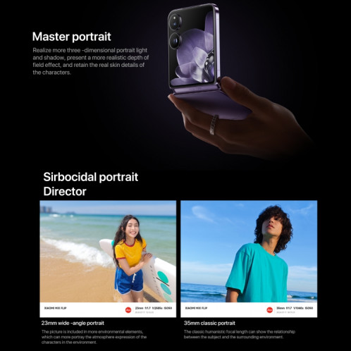 Xiaomi MIX Flip, 12 Go + 256 Go, 6,86 pouces + 4,01 pouces Xiaomi HyperOS Snapdragon 8 Gen 3 Octa Core 4 nm jusqu'à 3,3 GHz, NFC, réseau : 5G (noir) SX380B187-020