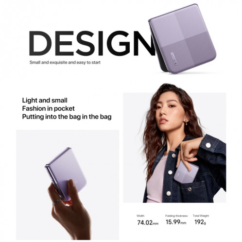 Xiaomi MIX Flip, 12 Go + 256 Go, 6,86 pouces + 4,01 pouces Xiaomi HyperOS Snapdragon 8 Gen 3 Octa Core 4 nm jusqu'à 3,3 GHz, NFC, réseau : 5G (Phantom Purple) SX80PZ845-020