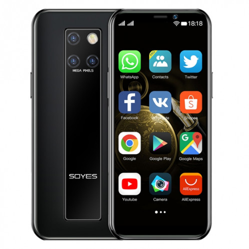 SOYES S10H, 3 Go + 32 Go, Identification du visage, 3,46 pouces Android 9.0 MTK6739CW Quad Core jusqu'à 1,28 GHz, Double SIM, Bluetooth, WiFi, GPS, Réseau: 4G (Noir) SH745B367-010