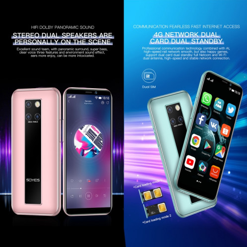 SOYES S10H, 3 Go + 32 Go, Identification du visage, 3,46 pouces Android 9.0 MTK6739CW Quad Core jusqu'à 1,28 GHz, Double SIM, Bluetooth, WiFi, GPS, Réseau: 4G (Noir) SH745B367-010