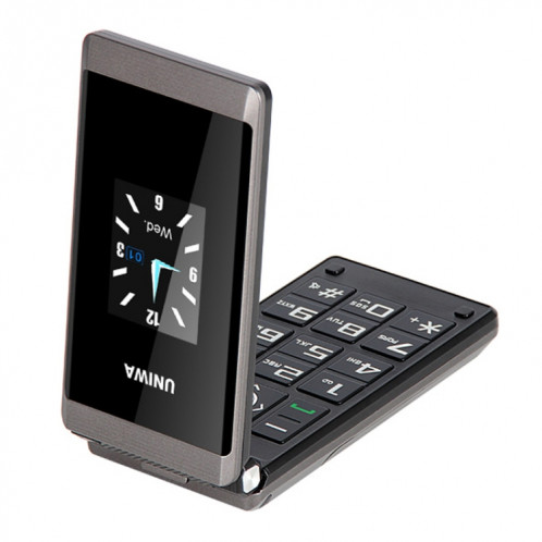 Téléphone à bascule à double écran UNIWA X28, 2,8 pouces + 1,77 pouce, MT6261D, support Bluetooth, FM, SOS, GSM, Dual Sim (Noir) SU863B1766-015