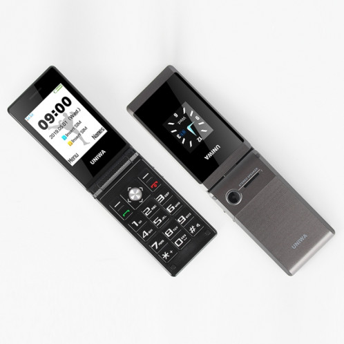 Téléphone à bascule à double écran UNIWA X28, 2,8 pouces + 1,77 pouce, MT6261D, support Bluetooth, FM, SOS, GSM, Dual Sim (Noir) SU863B1766-015