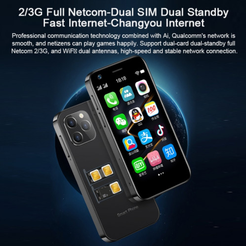 SOYES XS12, MERVEILLE+MERVEILLE, Reconnaissance faciale, 3,0 pouces Android 9.0 MTK6737M Quad Core jusqu'à 1,1 GHz, Bluetooth, WiFi, FM, Réseau : 4G, Dual SIM (Noir) SS905B563-015