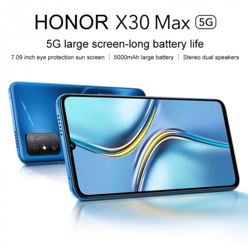 Honory X30 max 5g KKG-AN70, 64MP Caméras, 8 Go + 128 Go, version de la Chine, Double dossier Caméras, Identification de l'empreinte digitale, Batterie 5000mAh, UI de 7,09 pouces Magic UI 5.0 (Android R) Dimension 900 SH45TS600-015