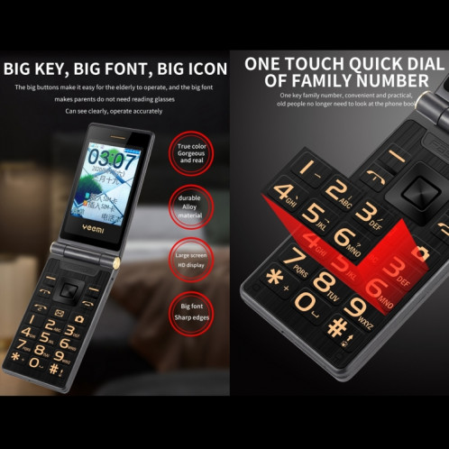Téléphone à bascule à double écran mafam F10, Écran tactile de 2,8 pouces + 2,4 pouces, 5900mAh Batterie, Support FM, SOS, GSM, Numéro de famille, Big Touches, Dual Sim (Gun Metal) SH31GM898-011