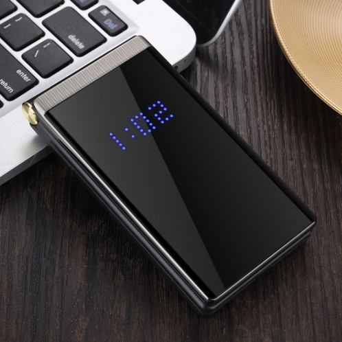 MAFAM F120 Flip Téléphone, 2.4 pouces, batterie 5800mAh, support FM, SOS, affichage de l'heure externe, GSM, numéro de famille, grandes touches, double SIM (Gun Metal) SH32GM1726-07