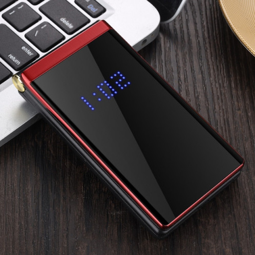 MAFAM F120 Flip Téléphone, 2,4 pouces, batterie 5800mAh, support FM, SOS, affichage de l'heure externe, GSM, numéro de famille, grandes touches, double SIM (rouge) SH032R1069-07