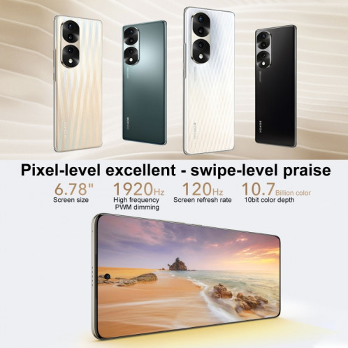 Honor 70 Pro 5G SDY-AN00, appareils photo 54MP, 12 Go + 256 Go, version chinoise, Caméras triple arrière, identification des empreintes digitales de l'écran, 6,78 pouces Magic UI 6.1 Dimensity 8000 Octa Core jusqu'à SH144G359-07