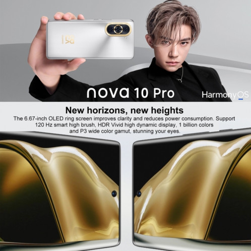 Huawei nova 10 4G NCO-AL00, 128 Go, caméra frontale 60 MP, version chinoise, Caméras triple arrière, identification d'empreintes digitales à l'écran, 6,67 pouces HarmonyOS 2 Qualcomm Snapdragon 778G 4G Octa Core SH194G33-07