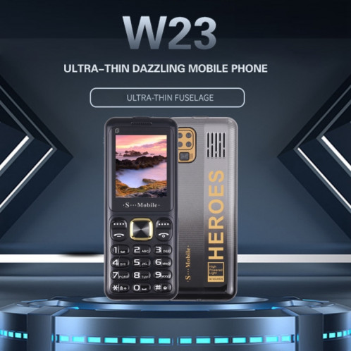 Téléphone pour personnes âgées W23, 2,2 pouces, batterie 800 mAh, 21 touches, prise en charge Bluetooth, FM, MP3, GSM, Triple SIM (noir) SH212B1807-06