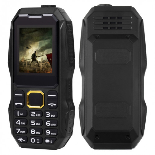 W2025 Téléphone pour personnes âgées à triple vérification, Étanche, antichoc, antipoussière, batterie 5800 mAh, 1,8 pouces, 21 touches, lampe de poche LED, double SIM (noir) SH213B1343-07