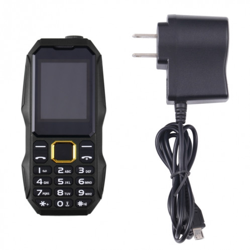 W2025 Téléphone pour personnes âgées à triple vérification, Étanche, antichoc, antipoussière, batterie 5800 mAh, 1,8 pouces, 21 touches, lampe de poche LED, double SIM (noir) SH213B1343-07