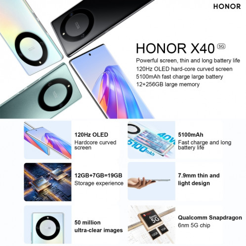 Honor X40 5G RMO-AN00, caméras 50MP, 6 Go + 128 Go, version chinoise, Double caméra arrière, identification des empreintes digitales de l'écran, batterie 5100 mAh, 6,67 pouces Magic UI 6.1 / Android 12 Snapdragon 695 SH257B993-010