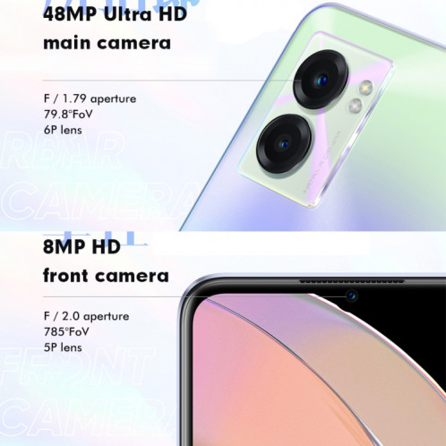 Realme V23 5G, appareil photo 48MP, 12 Go + 256 Go, Caméras arrière doubles, identification d'empreintes digitales latérales, batterie 5000 mAh, Realme UI 3.0 de 6,58 pouces / Android 12 MediaTek Dimensity 810 Octa SR75NB641-014