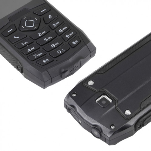 Téléphone robuste Rugtel R1C, IP68 étanche à la poussière antichoc, 2,4 pouces, MTK6261D, batterie 2000 mAh, SOS, FM, double SIM (noir) SR303B1763-014