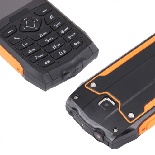 Téléphone robuste Rugtel R1C, IP68 étanche à la poussière antichoc, 2,4 pouces, MTK6261D, batterie 2000 mAh, SOS, FM, double SIM (orange) SR303E535-014