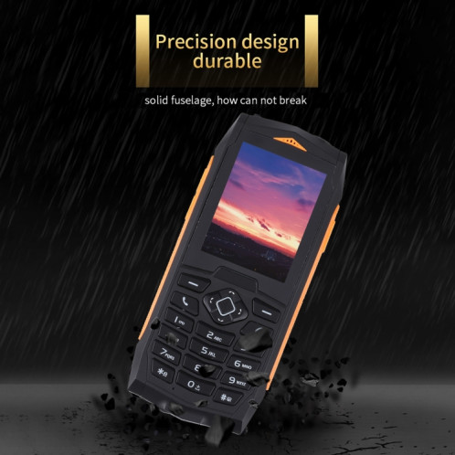 Téléphone robuste Rugtel R1C, IP68 étanche à la poussière antichoc, 2,4 pouces, MTK6261D, batterie 2000 mAh, SOS, FM, double SIM (orange) SR303E535-014