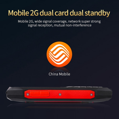 Téléphone robuste Rugtel R1C, IP68 étanche à la poussière antichoc, 2,4 pouces, MTK6261D, batterie 2000 mAh, SOS, FM, double SIM (rouge) SR303R207-014