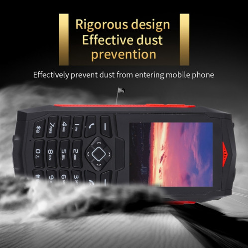 Téléphone robuste Rugtel R1C, IP68 étanche à la poussière antichoc, 2,4 pouces, MTK6261D, batterie 2000 mAh, SOS, FM, double SIM (rouge) SR303R207-014