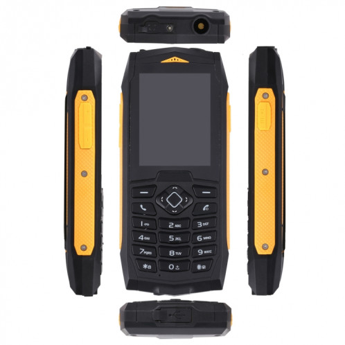 Téléphone robuste Rugtel R1C, IP68 étanche à la poussière antichoc, 2,4 pouces, MTK6261D, batterie 2000 mAh, SOS, FM, double SIM (jaune) SR303Y987-014