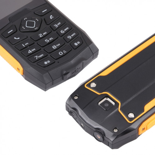 Téléphone robuste Rugtel R1C, IP68 étanche à la poussière antichoc, 2,4 pouces, MTK6261D, batterie 2000 mAh, SOS, FM, double SIM (jaune) SR303Y987-014