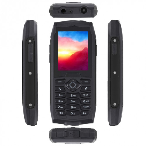 Téléphone robuste Rugtel R1D, IP68 étanche à la poussière antichoc, 2,4 pouces, MTK6261D, batterie 2000 mAh, haut-parleur fort, FM, réseau : 2G, double SIM (noir) SR304B1291-013