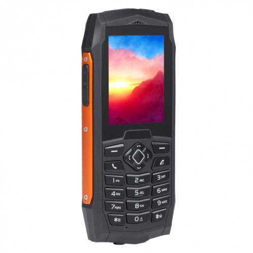 Téléphone robuste Rugtel R1D, IP68 étanche à la poussière antichoc, 2,4 pouces, MTK6261D, batterie 2000 mAh, haut-parleur fort, FM, réseau : 2G, double SIM (orange) SR304E543-013